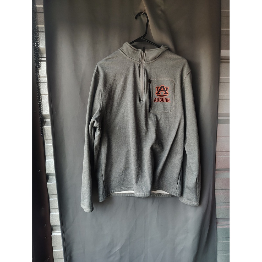 Stadium Athletics Auburn Tigers Mens Large Gray Quarter Zip Fleece Pullover Logo